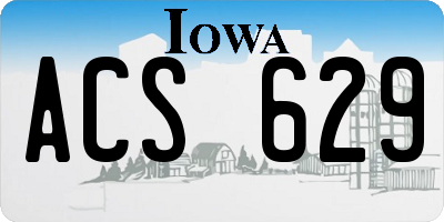 IA license plate ACS629