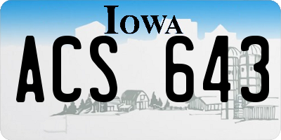 IA license plate ACS643
