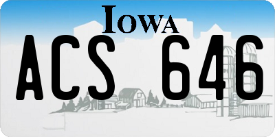 IA license plate ACS646