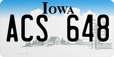 IA license plate ACS648