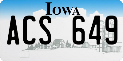 IA license plate ACS649