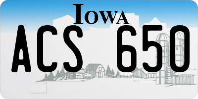 IA license plate ACS650