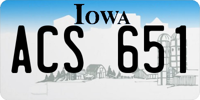 IA license plate ACS651
