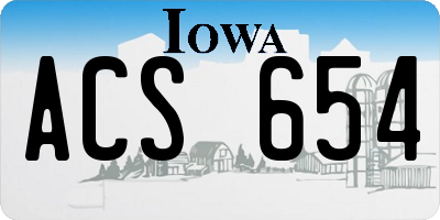 IA license plate ACS654