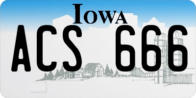 IA license plate ACS666