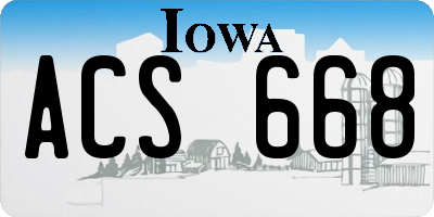 IA license plate ACS668