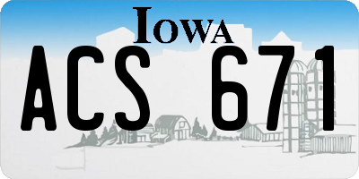 IA license plate ACS671