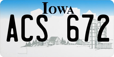 IA license plate ACS672
