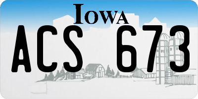 IA license plate ACS673