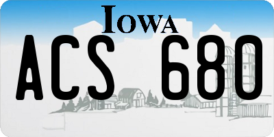 IA license plate ACS680