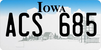 IA license plate ACS685