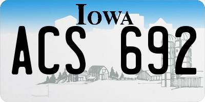 IA license plate ACS692