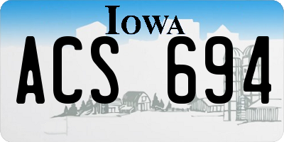 IA license plate ACS694
