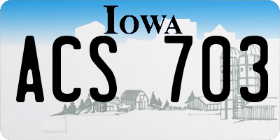 IA license plate ACS703