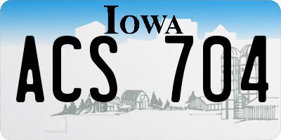 IA license plate ACS704