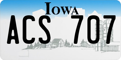 IA license plate ACS707