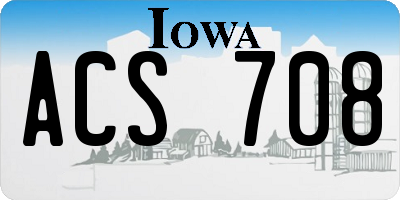 IA license plate ACS708