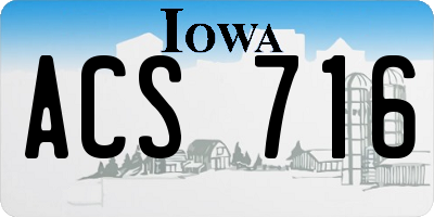 IA license plate ACS716