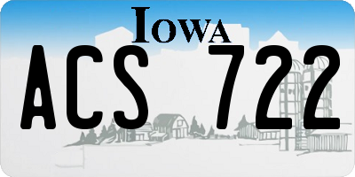 IA license plate ACS722