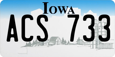 IA license plate ACS733