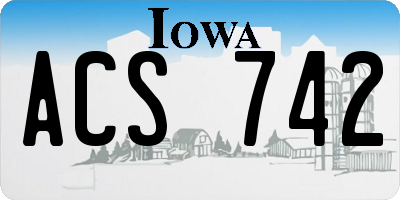 IA license plate ACS742