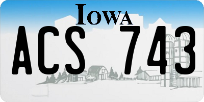 IA license plate ACS743