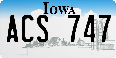 IA license plate ACS747