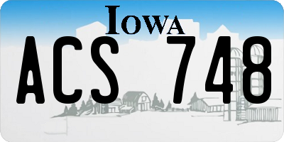 IA license plate ACS748
