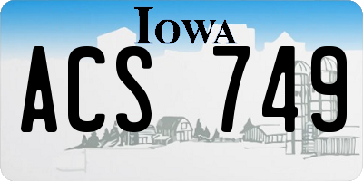 IA license plate ACS749