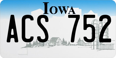 IA license plate ACS752