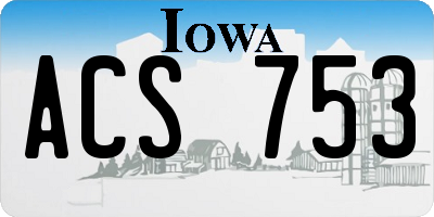 IA license plate ACS753