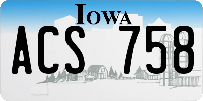 IA license plate ACS758