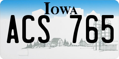 IA license plate ACS765