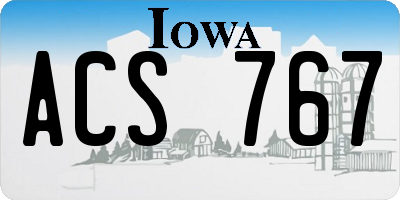 IA license plate ACS767