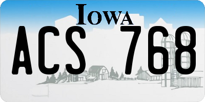 IA license plate ACS768
