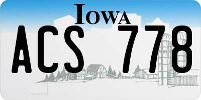 IA license plate ACS778