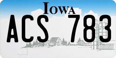 IA license plate ACS783