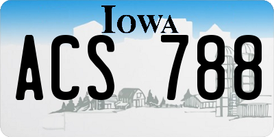 IA license plate ACS788