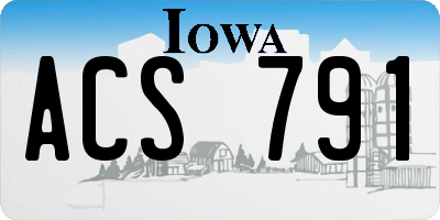 IA license plate ACS791