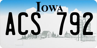 IA license plate ACS792