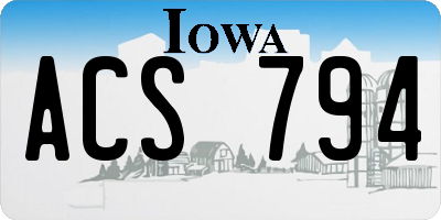 IA license plate ACS794