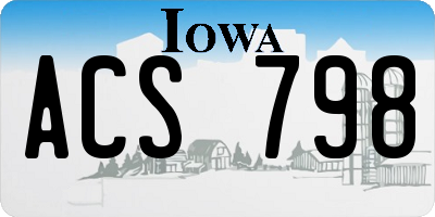 IA license plate ACS798