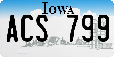 IA license plate ACS799