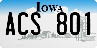 IA license plate ACS801