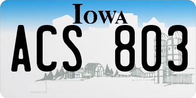 IA license plate ACS803