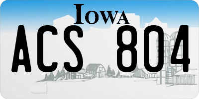 IA license plate ACS804