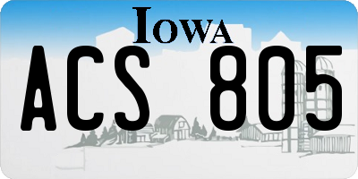 IA license plate ACS805