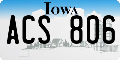 IA license plate ACS806