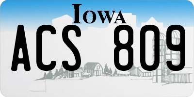 IA license plate ACS809