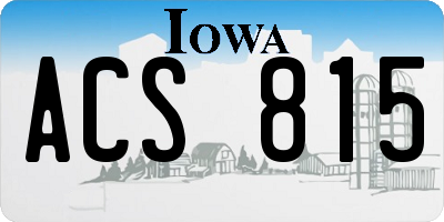 IA license plate ACS815